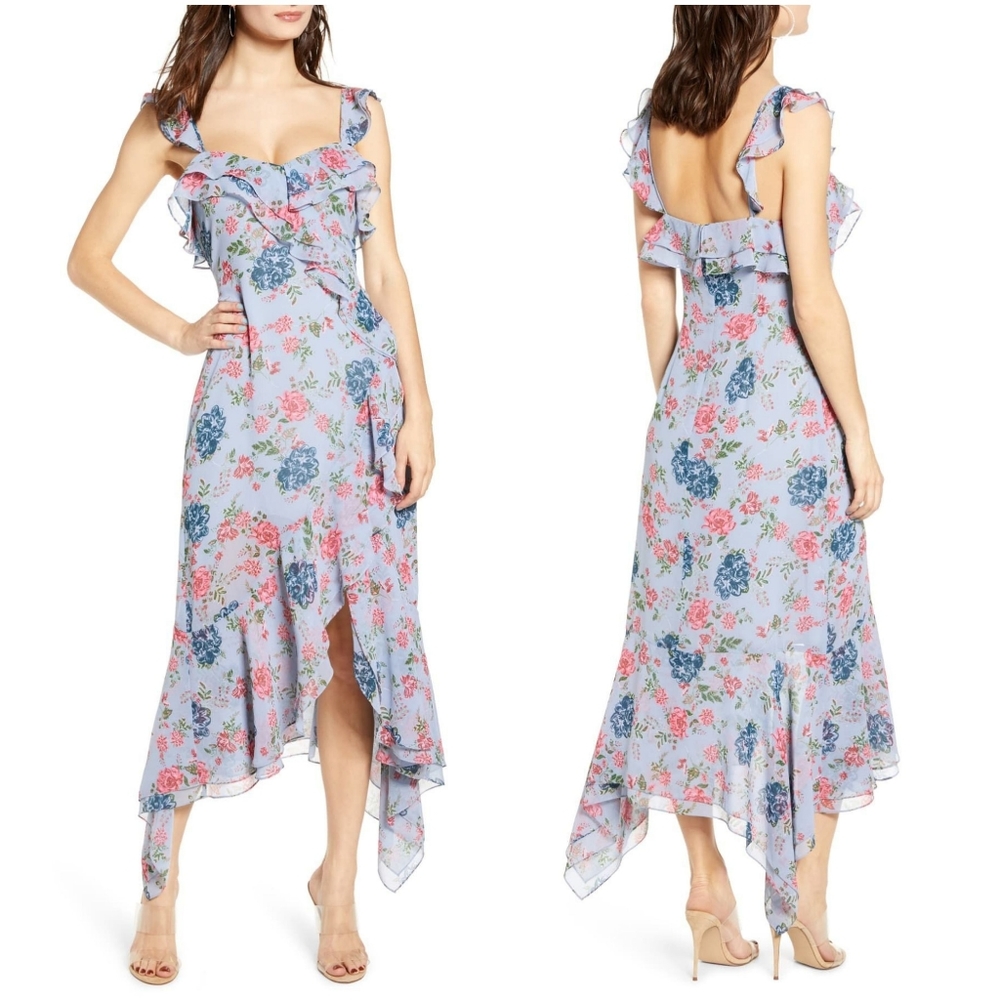 NWT WAYF Issy Ruffle Midi Dress